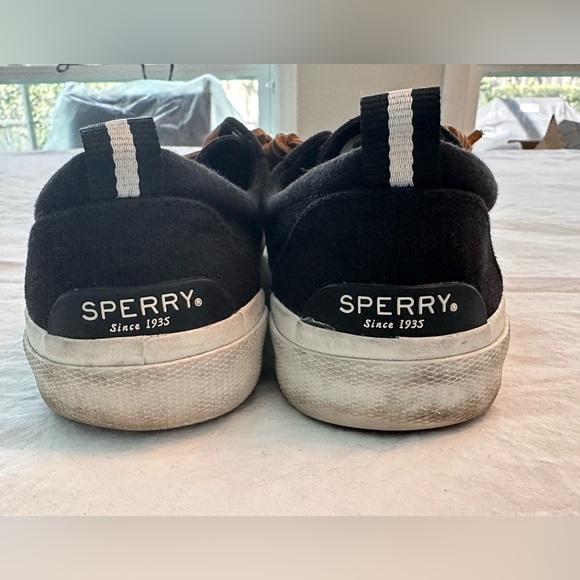 Sperry Topsiders Black W/Leather Laces Size 9 - Picture 3 of 7